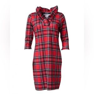 Gretchen Scott Tartan Plaid Ruffle Neck Dress Size Goddess (XXL)